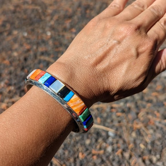 Navajo Bracelet Vintage Turquoise Jewelry Native American Signed Silver *** - Picture 6 of 8